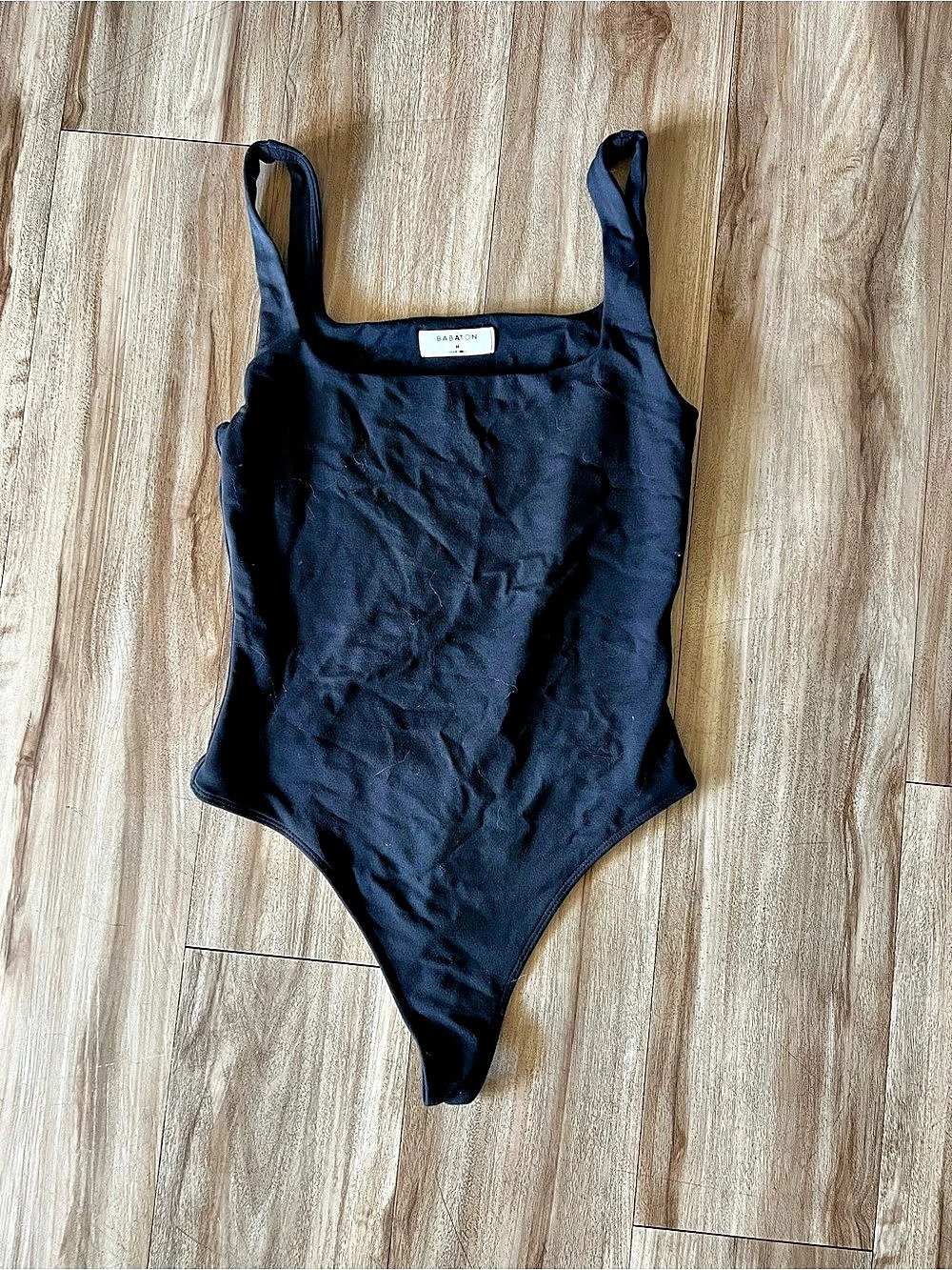 Aritzia Babaton Contour Squareneck Bodysuit Black One-Piece Size M